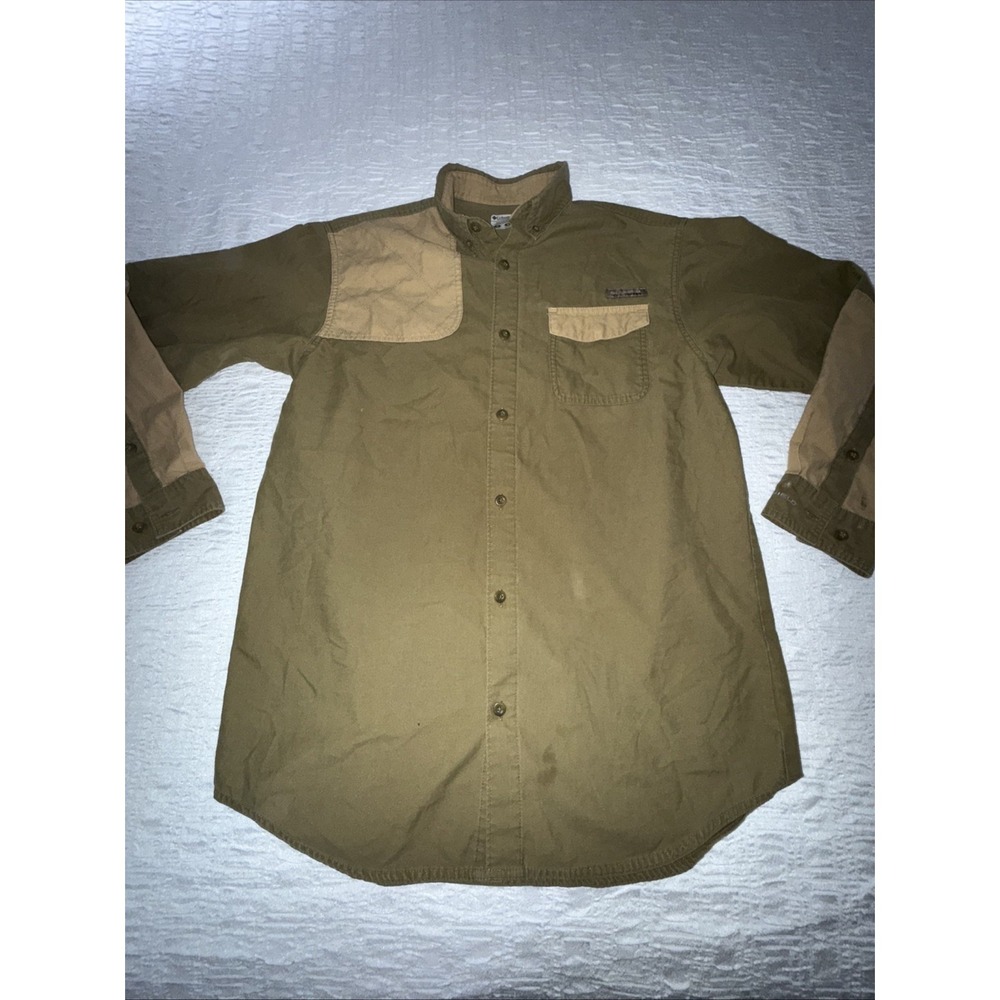 Columbia PHG Men's M Olive Quilted Shoulder Hunting Shirt Shooting‎ Omni Shield